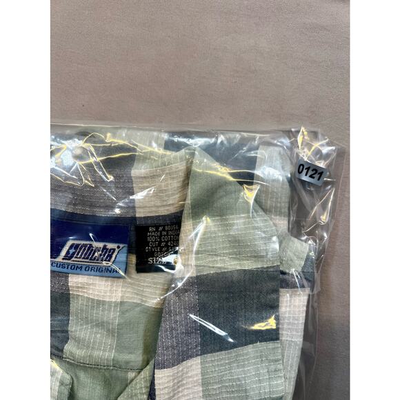 Gotcha Custom Original Button Up Shirt 100% Cotton Men L Blue Green Beach Surfer - Picture 9 of 10